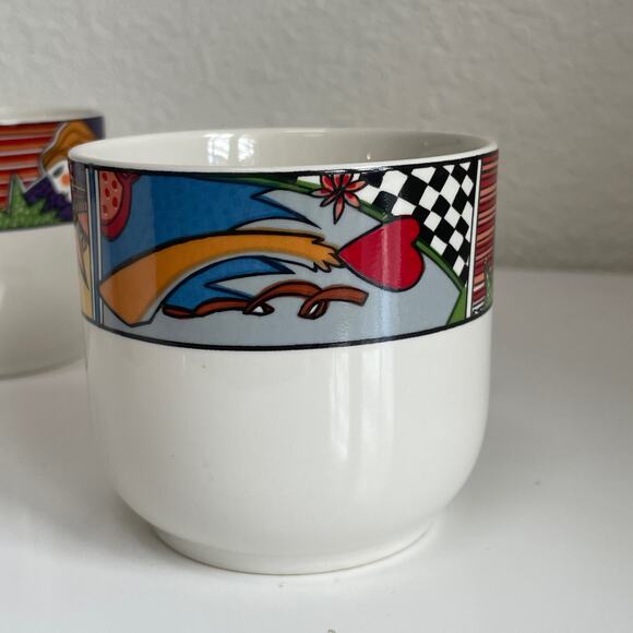 Vitromaster 1991 Metropolitan 4 Coffee Cups, Sugar Bowl & Lid Abstract Art - Picture 5 of 16